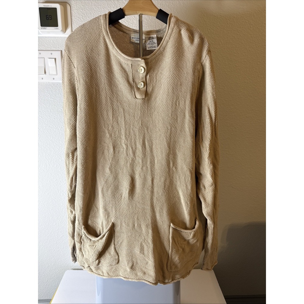 White Stag‎ Women's Long Sleeve Henley Sweater Beige Plus Size 26W/28W